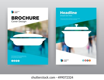 Dish Blue Pot Eating Cooking Minimalist Trend Business Corporate Social Life annual report brochure flyer design template stock vector, Leaflet abstract flat background, layout A4 size, EPS, 2016