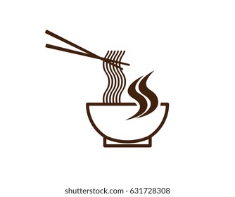 Dish a bowl of noodles with chopsticks