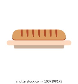 dish with bread baguette icon over white background colorful design vector illustration