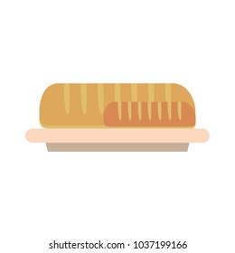 dish with bread baguettes icon over white background vector illustration