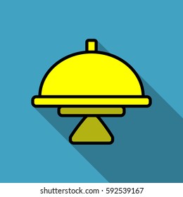 dish bright colored icon with long shadow