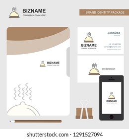 Dish Business Logo, File Cover Visiting Card and Mobile App Design. Vector Illustration