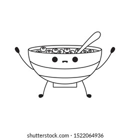 dish with cereal kawaii style vector illustration design