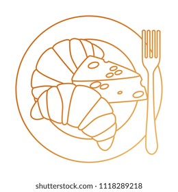 dish with cheese piece and bread
