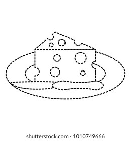 dish with cheese piece and knife