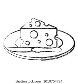 dish with cheese piece and knife