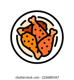 dish chicken fried color icon vector. dish chicken fried sign. isolated symbol illustration