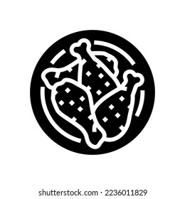 dish chicken fried glyph icon vector. dish chicken fried sign. isolated symbol illustration