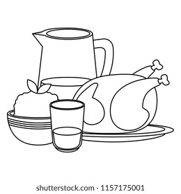 dish with chicken meat and mashed potatoes