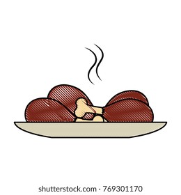 dish with chicken thighs isolated icon