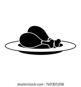 dish with chicken thighs isolated icon