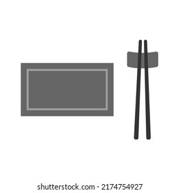 Dish with chopstick icon isolated on white background