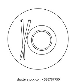 Dish with Chopsticks icon illustration design