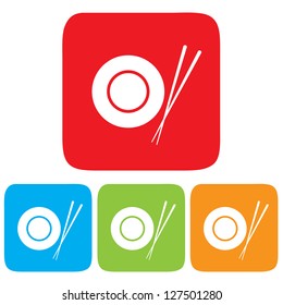 Dish and Chopsticks icon, restaurant sign