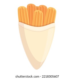 Dish churro icon cartoon vector. Pastry food. Mexican cake