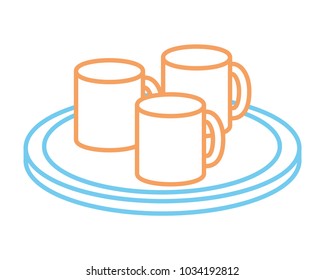 dish with coffee mugs 