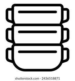 Dish collection icon outline vector. Pottery oven bowls. Bakeware culinary accessories