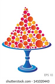 Dish with colorful dessert