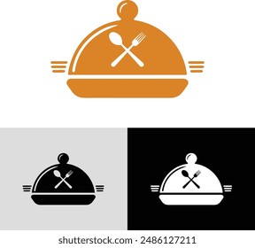 Dish cover icon for food delivery logo design template