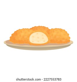 Vector de dibujos animados de iconos de croquette Dish. Cocina. Cocina de aperitivos