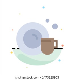 Dish, Cup, Cleaning Abstract Flat Color Icon Template