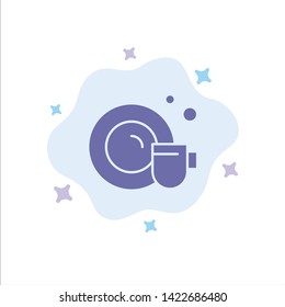 Dish, Cup, Cleaning Blue Icon on Abstract Cloud Background