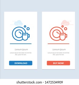 Dish, Cup, Cleaning  Blue and Red Download and Buy Now web Widget Card Template