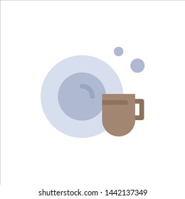 Dish, Cup, Cleaning  Flat Color Icon. Vector icon banner Template
