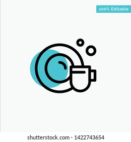 Dish, Cup, Cleaning turquoise highlight circle point Vector icon