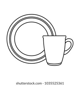 dish with cup isolated icon