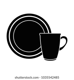 dish with cup isolated icon