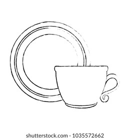 dish with cup isolated icon