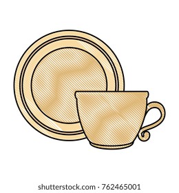 dish with cup isolated icon