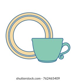 dish with cup isolated icon