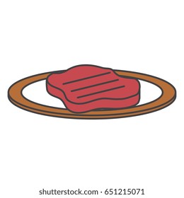 dish with cut beef meat icon