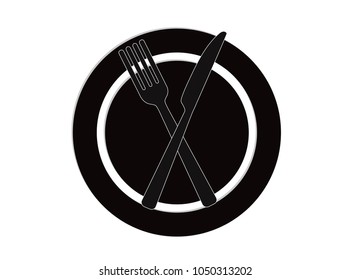 dish with cutleries icon (plate, knife, fork ).  vector illustration design 