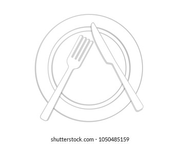 dish with cutleries icon (plate, knife, fork ).  vector illustration design 