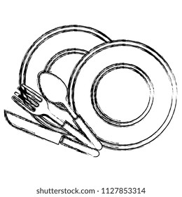 dish with cutleries icons