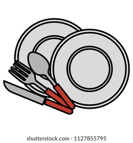 dish with cutleries icons