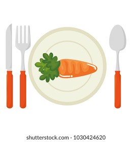 dish and cutlery with carrot vegetable