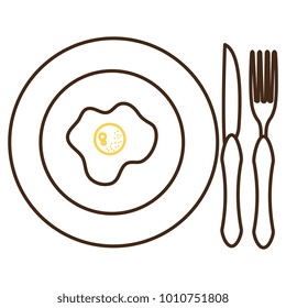 dish and cutlery with egg fried