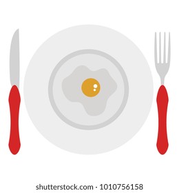 dish and cutlery with egg fried