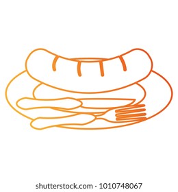 dish and cutlery with sausage