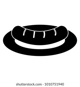 dish and cutlery with sausage