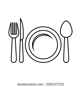 dish with cutlery set isolated icon