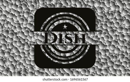 Dish placa oscura con fondo de burbujas. Ilustración vectorial. Detallado.