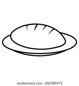 dish with delicious bread isolated icon