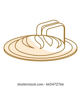 dish with delicious bread isolated icon