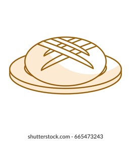 dish with delicious bread isolated icon