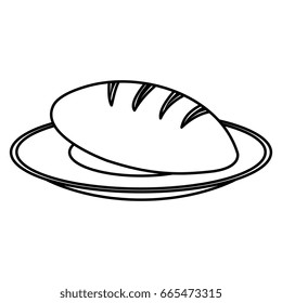 dish with delicious bread isolated icon